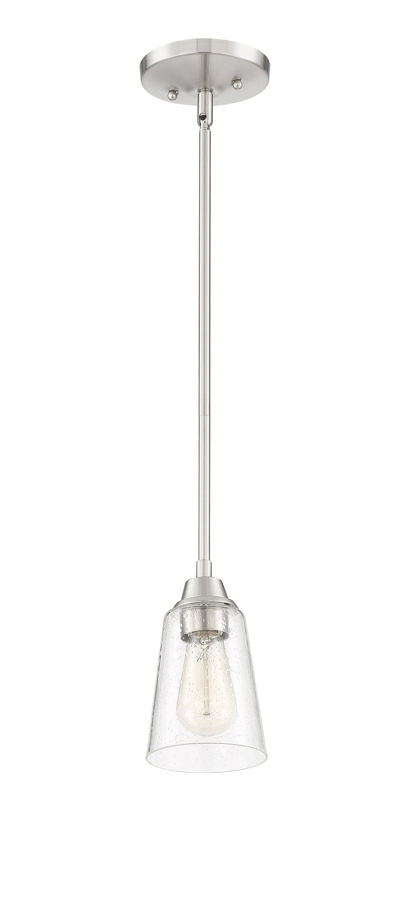 ##Antique Hardware## Grace 1 Light Mini Pendant in Brushed Polished Nickel (Clear Seeed Glass)