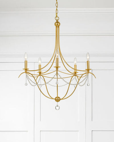 ##Antique Hardware## Metro 5 Light Antique Gold Chandelier