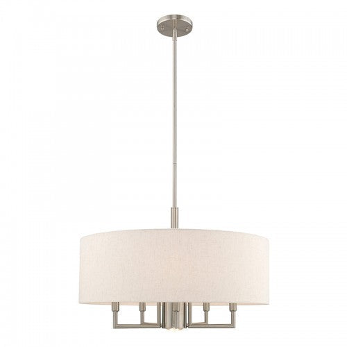 ##Antique Hardware## 6 Light Brushed Nickel Pendant Chandelier