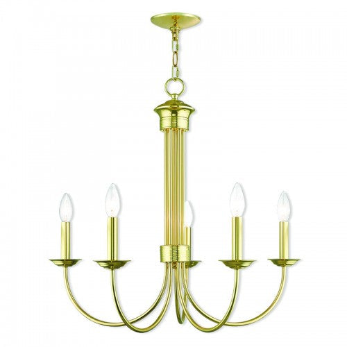 ##Antique Hardware## 5 Light Polished Brass Chandelier