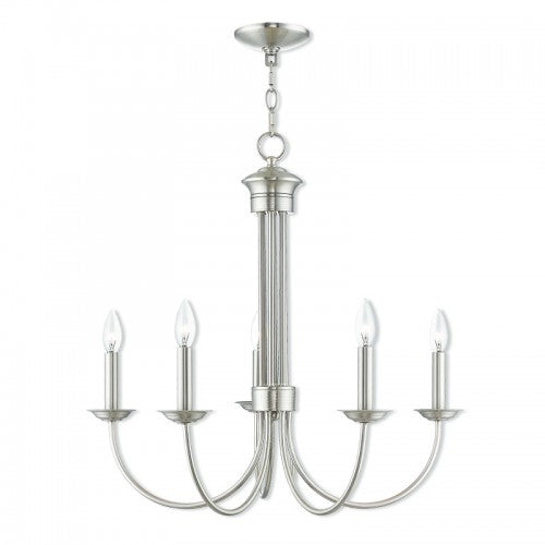 ##Antique Hardware## 5 Light Brushed Nickel Chandelier