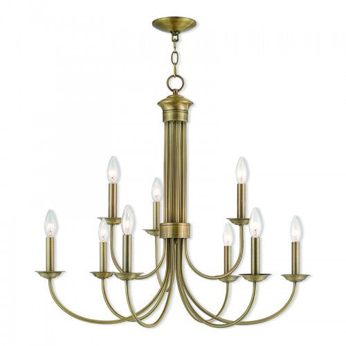 ##Antique Hardware## 9 Light Antique Brass Chandelier