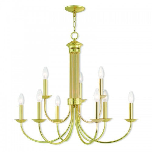 ##Antique Hardware## 9 Light Polished Brass Chandelier