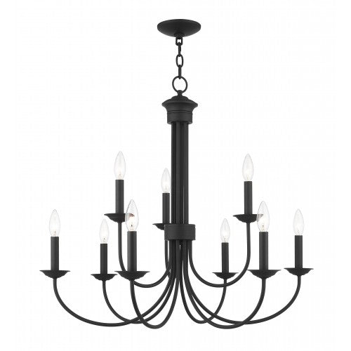 ##Antique Hardware## 9 Light Black Chandelier