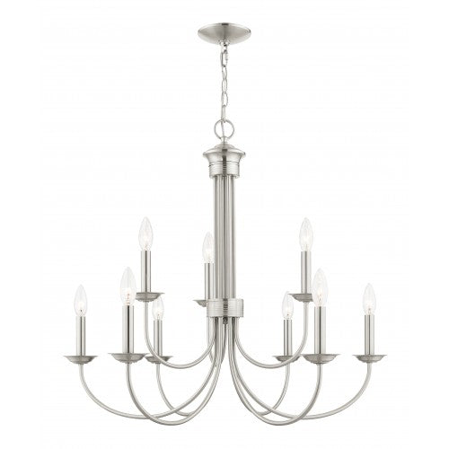 ##Antique Hardware## 9 Light Brushed Nickel Chandelier