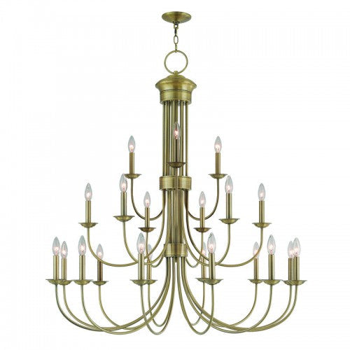 ##Antique Hardware## 21 Light Antique Brass Foyer Chandelier