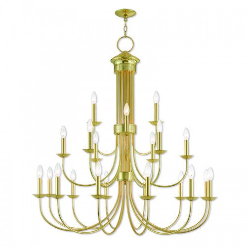 ##Antique Hardware## 21 Light Polished Brass Foyer Chandelier