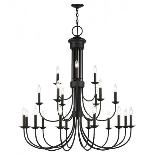 ##Antique Hardware## 21 Light Black Extra Large Chandelier