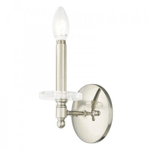 ##Antique Hardware## 1 Light Polished Nickel Wall Sconce