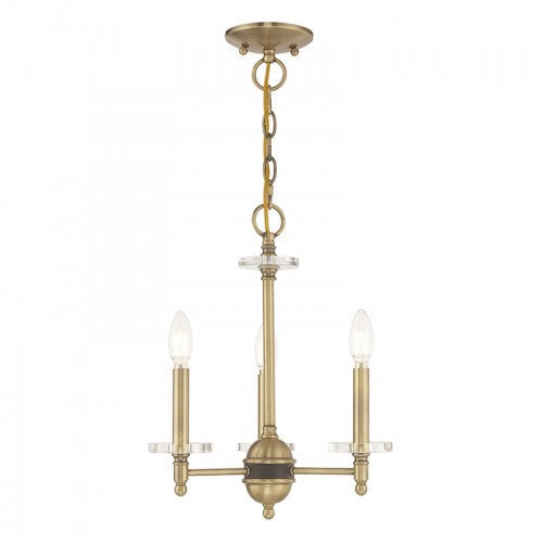 ##Antique Hardware## 3 Light Antique Brass Chandelier