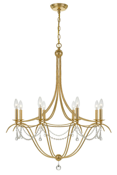 ##Antique Hardware## Metro 8 Light Crystal Beads Antique Gold Chandelier