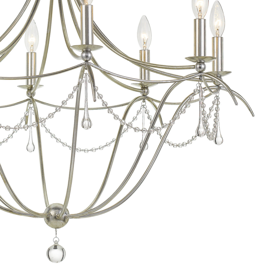 ##Antique Hardware## Metro 8 Light Crystal Beads Antique Silver Chandelier