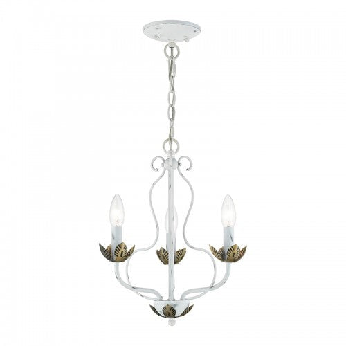 ##Antique Hardware## 3 Light Antique White Chandelier