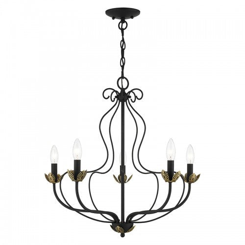 ##Antique Hardware## 5 Light Black Chandelier