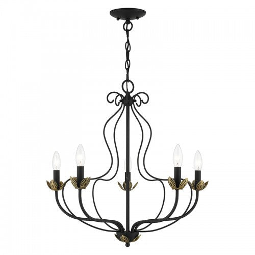 ##Antique Hardware## 5 Light Black Chandelier