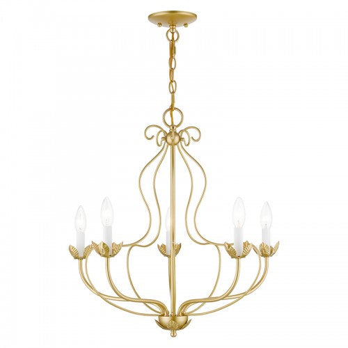 ##Antique Hardware## 5 Light Soft Gold Chandelier