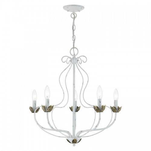 ##Antique Hardware## 5 Light Antique White Chandelier