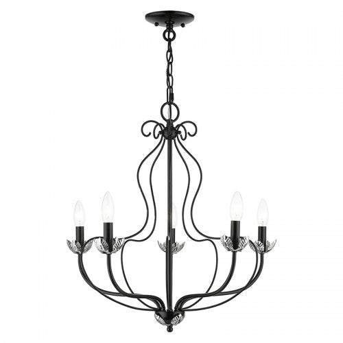 ##Antique Hardware## 5 Light Shiny Black Chandelier