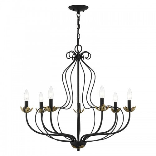 ##Antique Hardware## 7 Light Black Chandelier