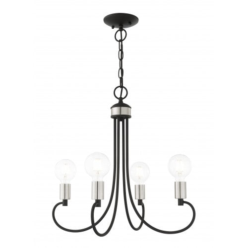 ##Antique Hardware## 4 Light Black Chandelier