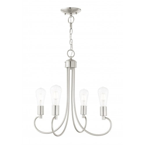 ##Antique Hardware## 4 Light Brushed Nickel Chandelier