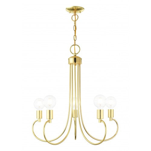 ##Antique Hardware## 5 Light Polished Brass Chandelier