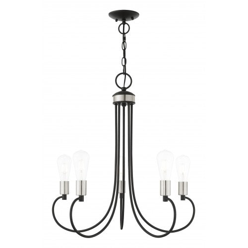 ##Antique Hardware## 5 Light Black Chandelier