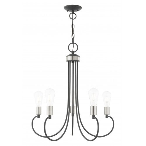 ##Antique Hardware## 5 Light Scandinavian Gray Chandelier