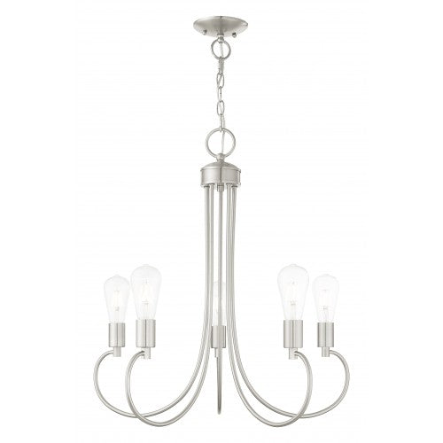 ##Antique Hardware## 5 Light Brushed Nickel Chandelier