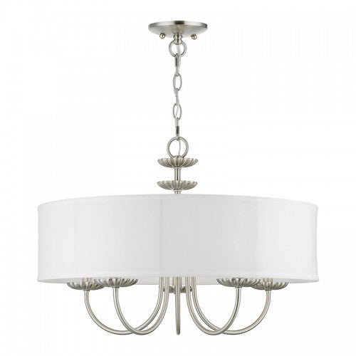 ##Antique Hardware## 5 Light Brushed Nickel Pendant Chandelier