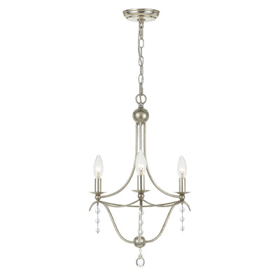 ##Antique Hardware## Metro 3 Light Antique Silver Mini Chandelier