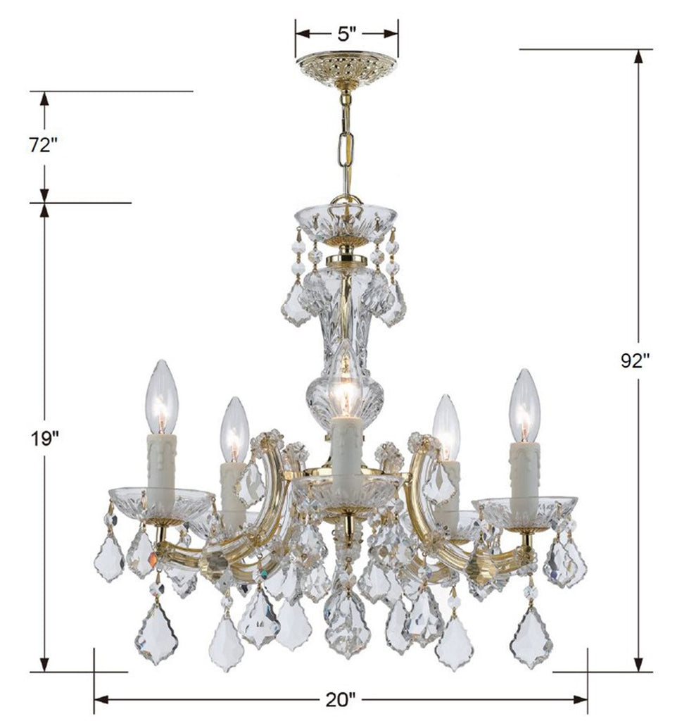 ##Antique Hardware## Maria Theresa 5 Light Hand Cut Crystal Gold Chandelier