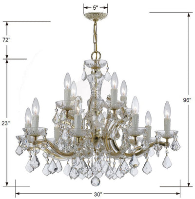 ##Antique Hardware## Maria Theresa 12 Light Spectra Crystal Gold Chandelier