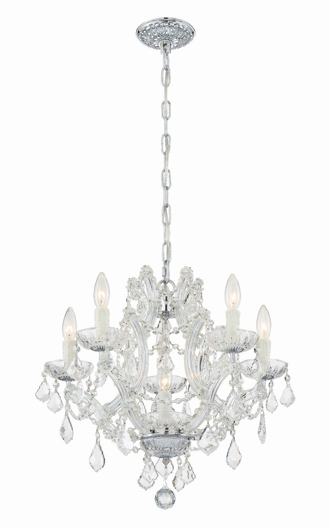 ##Antique Hardware## Maria Theresa 6 Light Hand Cut Crystal Polished Chrome Chandelier