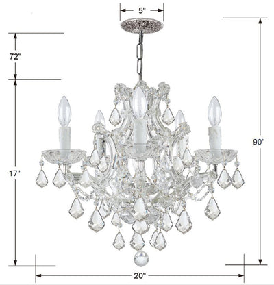 ##Antique Hardware## Maria Theresa 6 Light Hand Cut Crystal Polished Chrome Chandelier