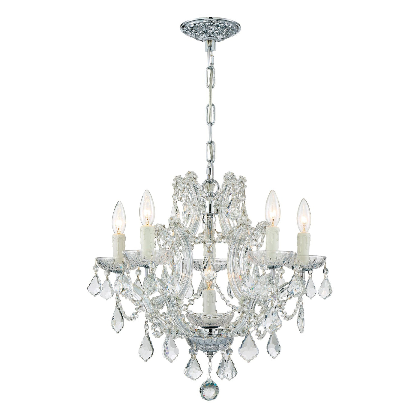 ##Antique Hardware## Maria Theresa 6 Light Spectra Crystal Polished Chrome Chandelier