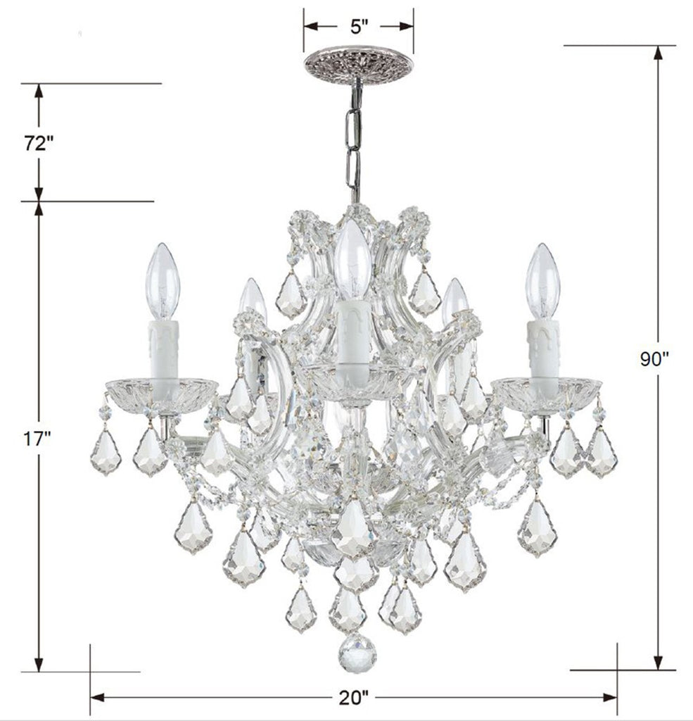 ##Antique Hardware## Maria Theresa 6 Light Spectra Crystal Polished Chrome Chandelier