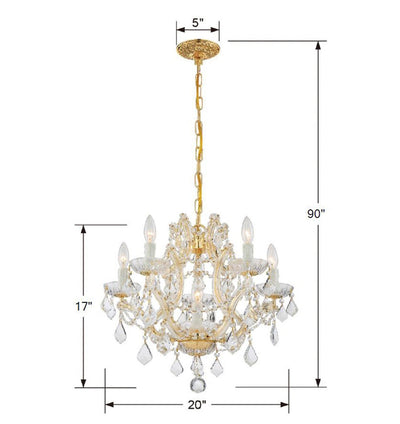 ##Antique Hardware## Maria Theresa 6 Light Swarovski Strass Crystal Gold Chandelier