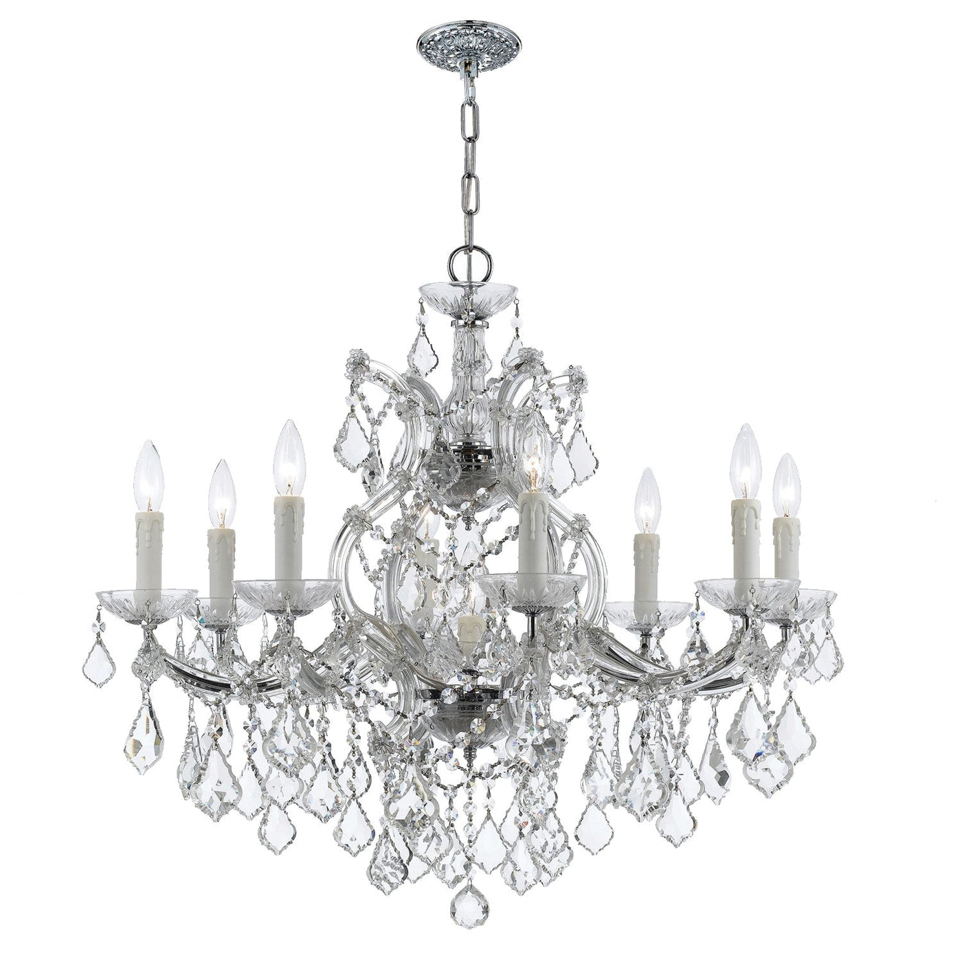 ##Antique Hardware## Maria Theresa 9 Light Swarovski Strass Crystal Polished Chrome Chandelier