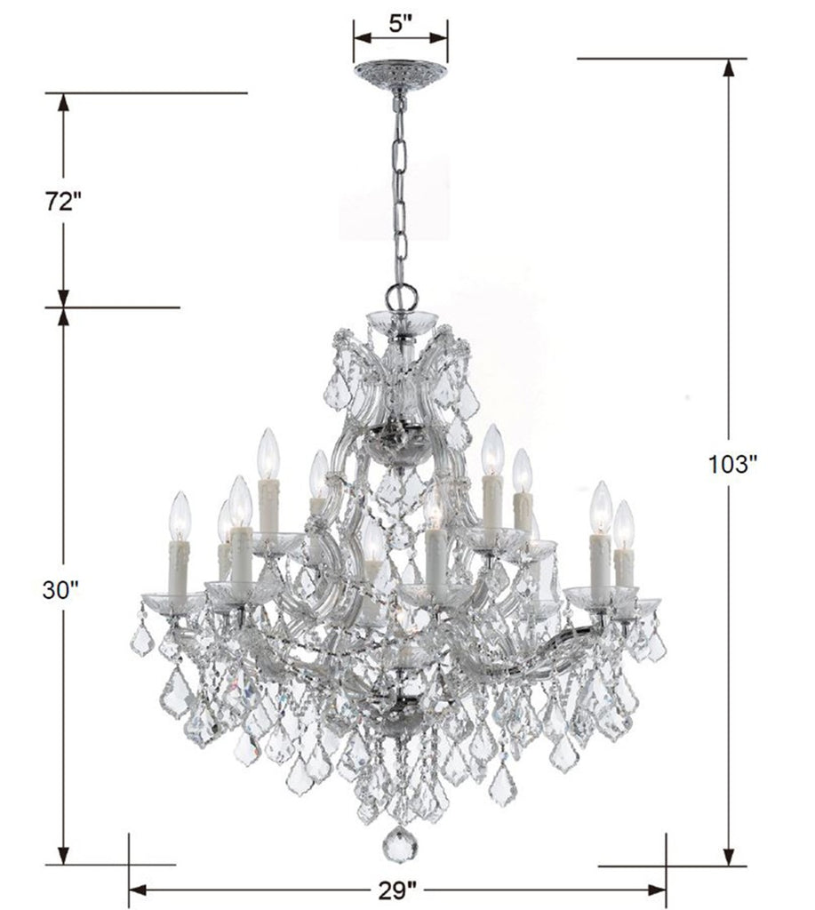 ##Antique Hardware## Maria Theresa 13 Light Swarovski Strass Crystal Polished Chrome Chandelier