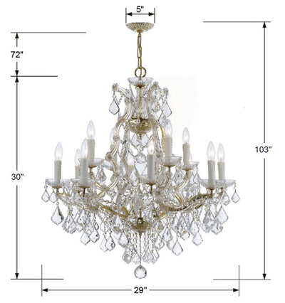 ##Antique Hardware## Maria Theresa 13 Light Swarovski Strass Crystal Gold Chandelier