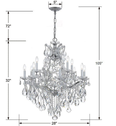 ##Antique Hardware## Maria Theresa 13 Light Swarovski Strass Crystal Polished Chrome Chandelier