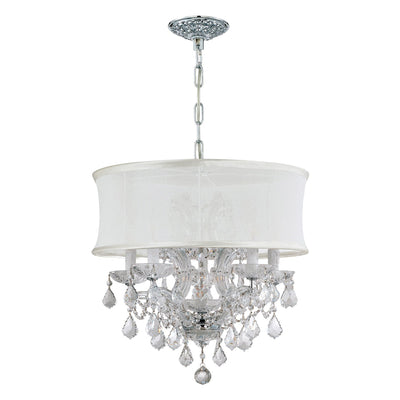 ##Antique Hardware## Brentwood 6 Light Crystal Polished Chrome Drum Shade Chandelier