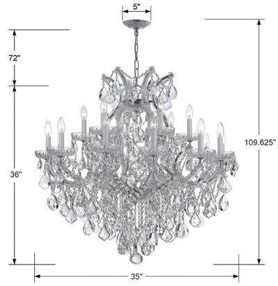 ##Antique Hardware## Maria Theresa 19 Light Clear Italian Crystal Polished Chrome Chandelier