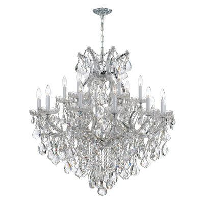 ##Antique Hardware## Maria Theresa 19 Light Hand Cut Crystal Polished Chrome Chandelier