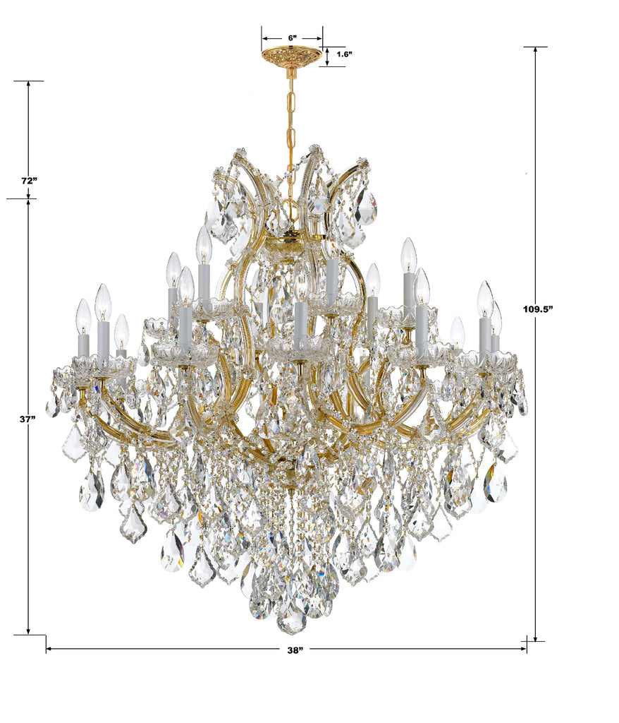 ##Antique Hardware## Maria Theresa 19 Light Clear Italian Crystal Gold Chandelier