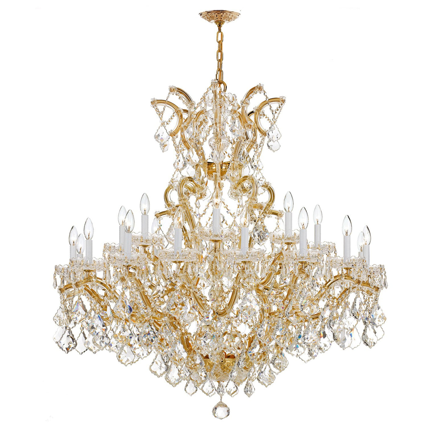 ##Antique Hardware## Maria Theresa 25 Light Spectra Crystal Gold Chandelier