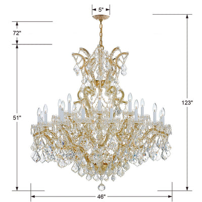 ##Antique Hardware## Maria Theresa 25 Light Spectra Crystal Gold Chandelier