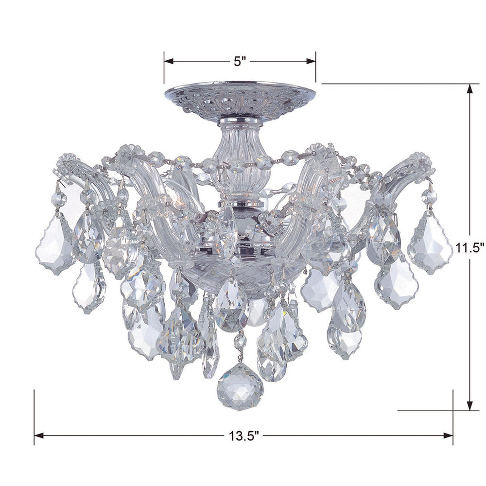 ##Antique Hardware## Maria Theresa 3 Light Swarovski Strass Crystal Polished Chrome Semi Flush Mount