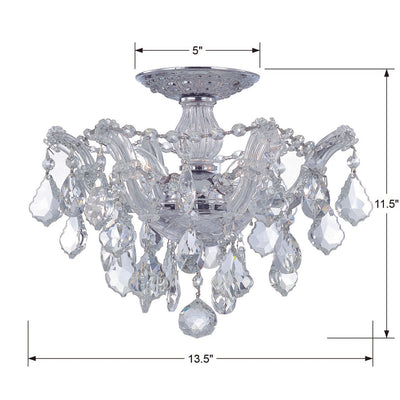 ##Antique Hardware## Maria Theresa 3 Light Swarovski Strass Crystal Polished Chrome Semi Flush Mount